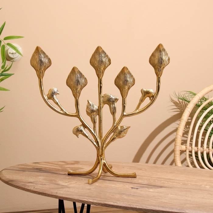 Подсвечник на 5 свечей Подсвечник на 5 свечей "Цветы" алюминий 47х25х46 см