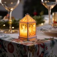 Светодиодная фигура &laquo;Белый фонарь с лисой&raquo; 6.3 &times; 12 &times; 6.3 см, пластик, батарейки AG13х3 (в комплекте), свечение тёплое белое