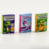 Новый год. Головоломка металлическая &laquo;Веселая змея&raquo;, с танграмом, МИКС