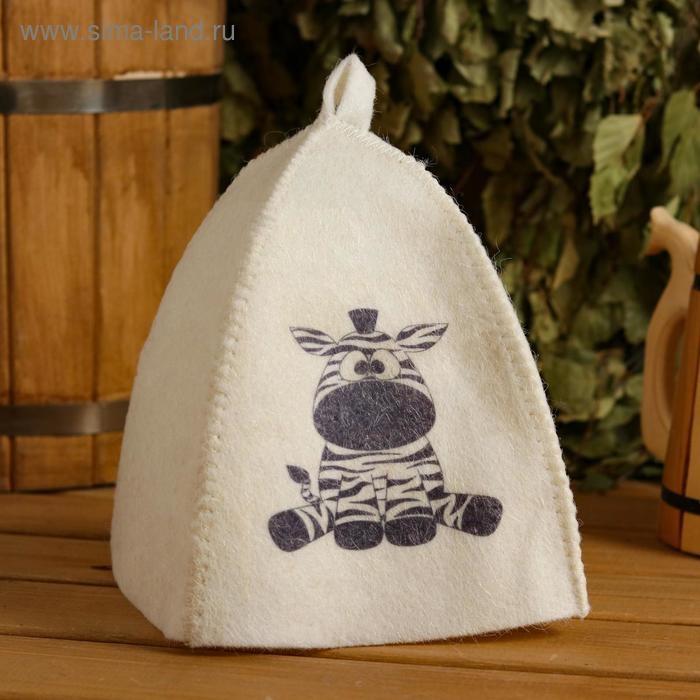 Шапка для бани детская Шапка для бани детская "Зебра" с принтом, белая