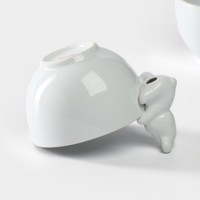 Набор салатников керамических Доляна &laquo;Мишка Отто&raquo;, 13&times;10,2 см, цвет белый, 2 шт