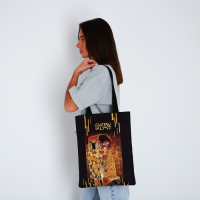 Сумка-шопер &laquo;Поцелуй&raquo;, без молнии, без подкладки, цвет чёрный