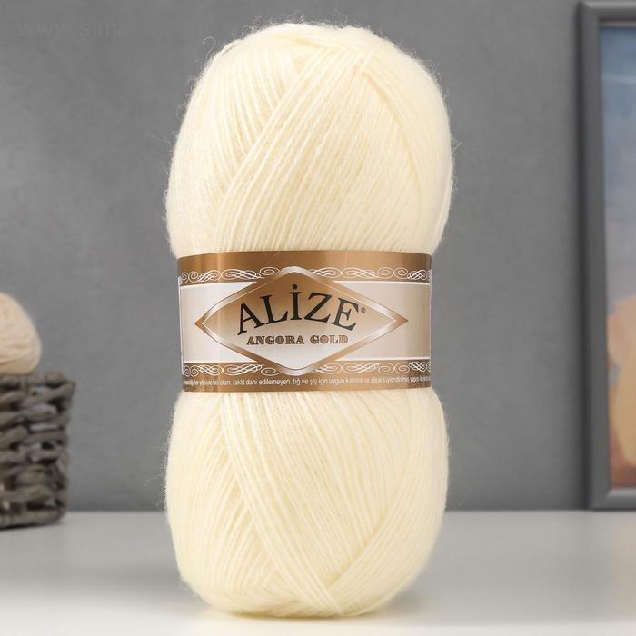Пряжа Пряжа "Angora Gold" 20% шерсть, 80% акрил 550м/100гр (01 молочный)