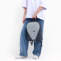 Рюкзак школьный текстильный со шнуровкой, 38х29х11 см, серый