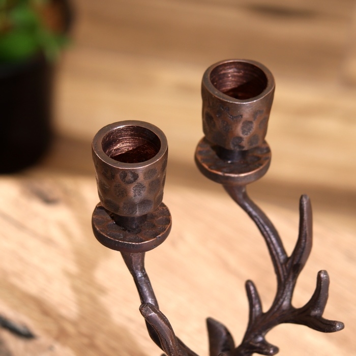 Подсвечник на 2 свечи Подсвечник на 2 свечи "Олень" алюминий 11,5х9х23 см