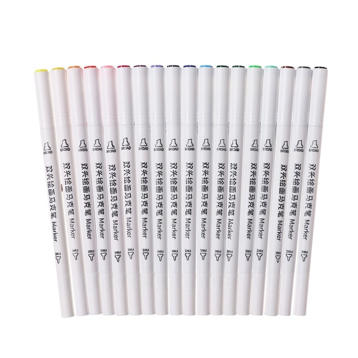 Набор маркеров, 18 цветов, двусторонние, пулевидный и скошенный наконечники