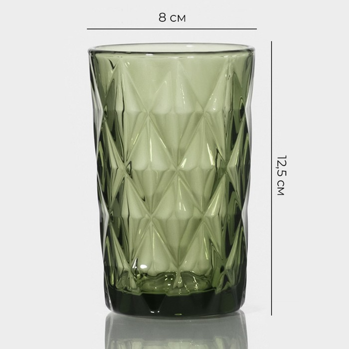Набор стаканов стеклянных Magistro &laquo;Круиз&raquo;, 350 мл, 8&times;12,5 см, 6 шт, цвет зелёный