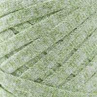 Трикотажная пряжа "Риббон" с люрексом 85м/170&plusmn;5 гр (Белый, люрекс: Салатовый)