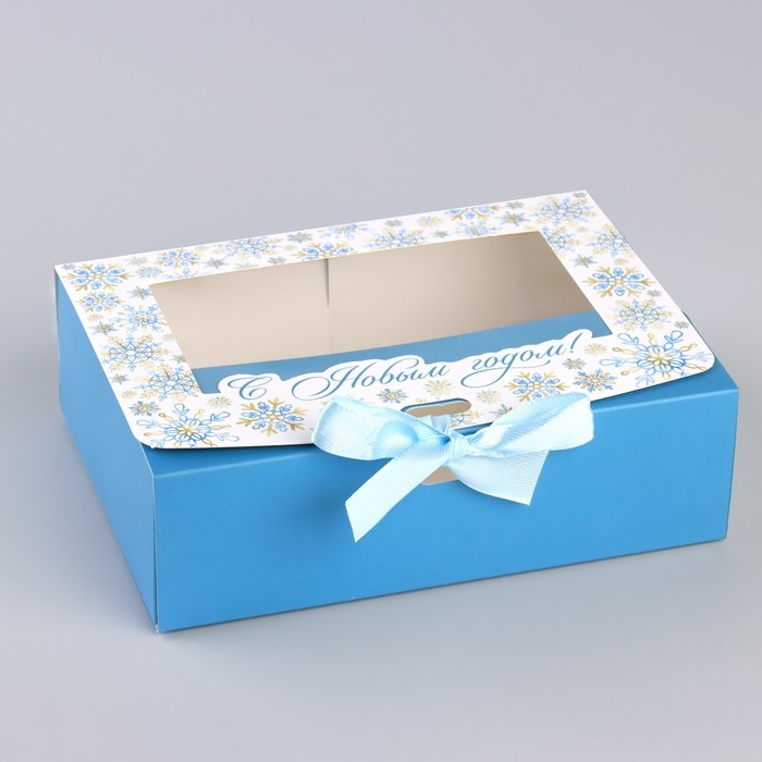 Коробка новогодняя складная &laquo;Снежинки&raquo; 16.5 х 12.5 х 5 см, Новый год