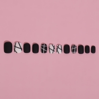 Накладные ногти «Black», 12 шт, с клеевыми пластинами, форма мягкий квадрат, цвет чёрный/белый Накладные ногти «Black», 12 шт, с клеевыми пластинами, форма мягкий квадрат, цвет чёрный/белый