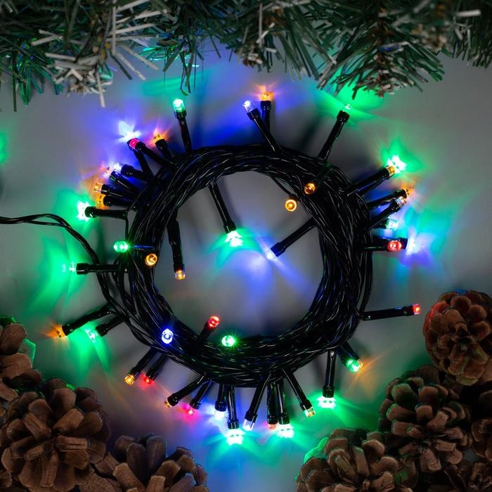 Гирлянда &laquo;Нить&raquo; 5 м, IP20, тёмная нить, 50 LED, свечение мульти, 8 режимов, 220 В