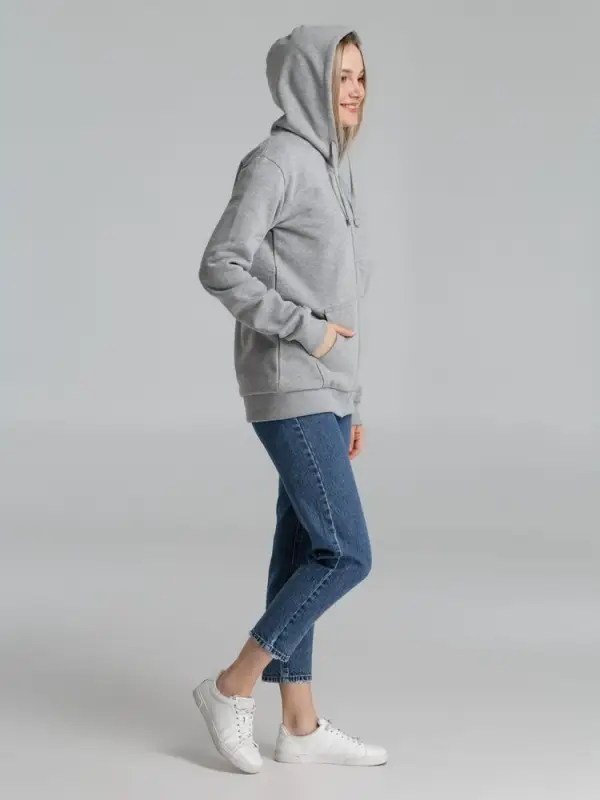 Толстовка на молнии с капюшоном Siverga Heavy 2.0, серый меланж, размер M