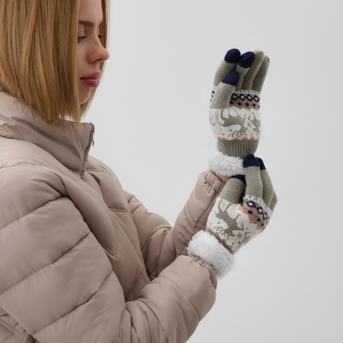 Перчатки женские на иск.меху MINAKU 22 см серый