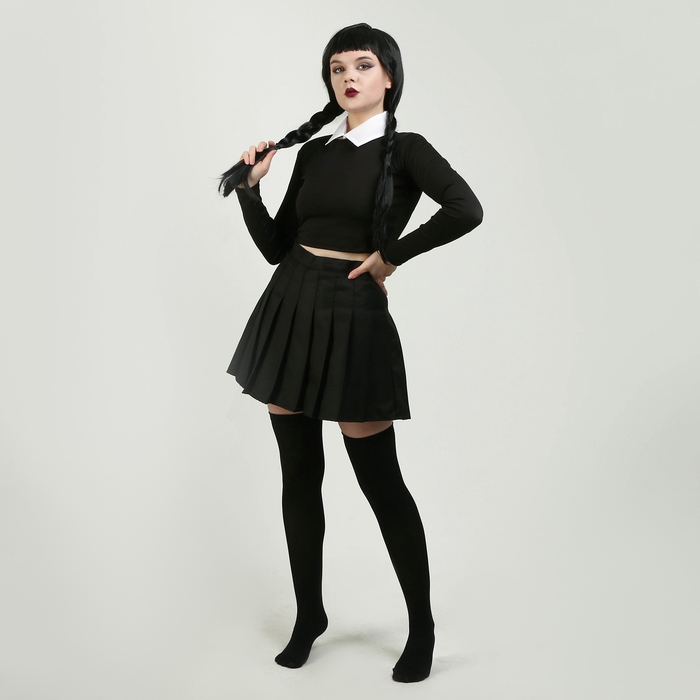 Карнавальный набор «Мрачная девчонка», р. S: парик, юбка, чулки, воротник Карнавальный набор «Мрачная девчонка», р. S: парик, юбка, чулки, воротник