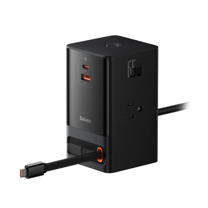 Зарядная станция Baseus PowerCombo, GAC+2U+2C 65W + Type-C-Type-C, PD, 65W, 1.5 м, чёрная Зарядная станция Baseus PowerCombo, GAC+2U+2C 65W + Type-C-Type-C, PD, 65W, 1.5 м, чёрная