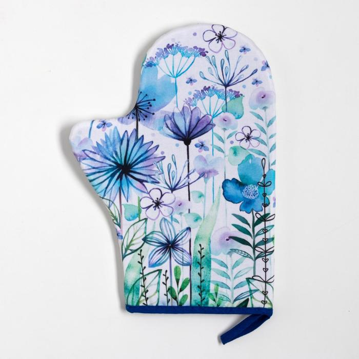 Набор кухонный &laquo;Blue flowers&raquo; варежка-прихватка 20х28см, прихватка 19х19см,100% хл