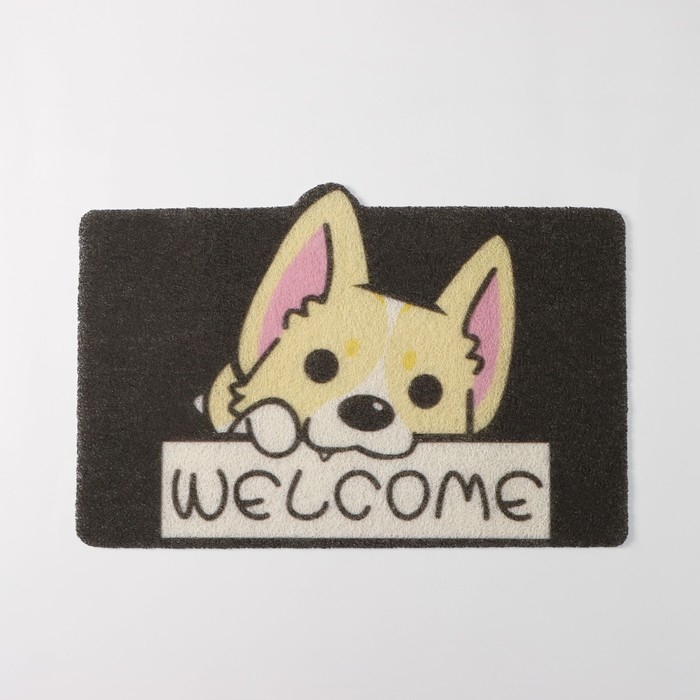 Коврик придверный грязезащитный Доляна &laquo;Корги&raquo;, 40&times;60 см, цвет МИКС