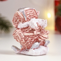 Фигура "Сова на лыжах" бежевая, 6х6х5см