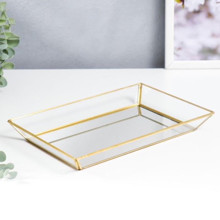 Подставка интерьерная стекло с зеркалом Подставка интерьерная стекло с зеркалом "Прямоугольник" 3х16х24 см