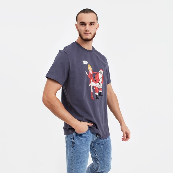 Футболка мужская новогодняя , цвет графит, размер 58 Футболка мужская новогодняя , цвет графит, размер 58