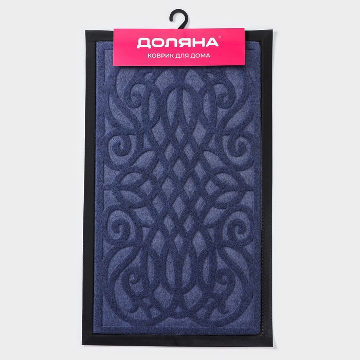 Коврик влаговпитывающий придверный с окантовкой Доляна &laquo;Вензель&raquo;, 45&times;75 см, цвет МИКС