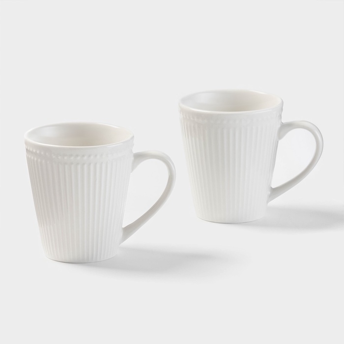 Набор кружек Magistro Edne, фарфор, 300 мл, 2 шт, белый Набор кружек Magistro Edne, фарфор, 300 мл, 2 шт, белый