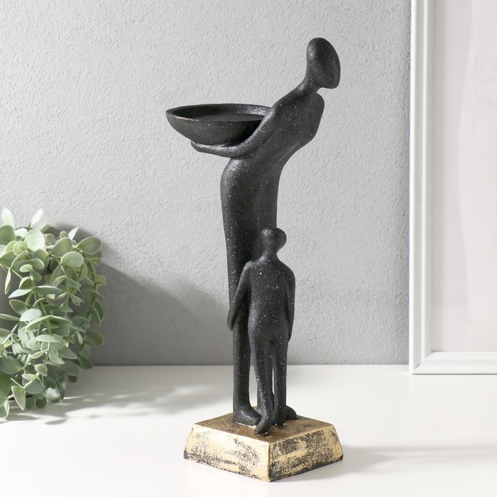 Подсвечник полистоун "Материнство" чёрный 15х11х34,5 см