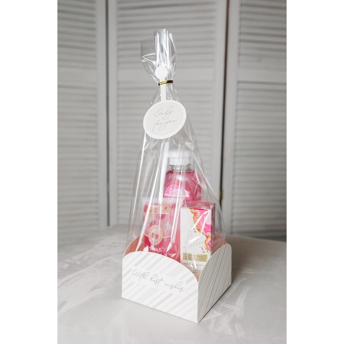 Пакет подарочный с коробкой, упаковка, &laquo;С наилучшими пожеланиями&raquo;, 12 х 12 х 40 см