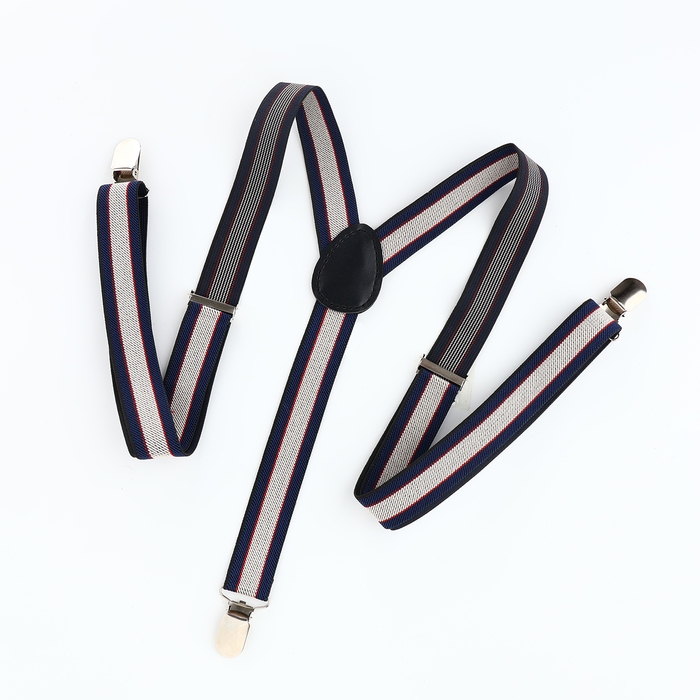 Подтяжки взрослые, ширина 2,5 см, цвет синий/белый Подтяжки взрослые, ширина 2,5 см, цвет синий/белый