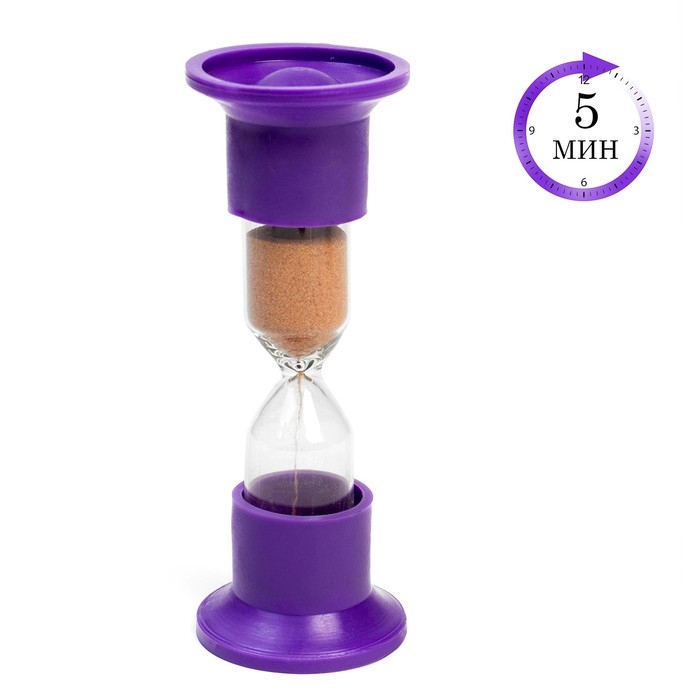 Песочные часы настольные на 5 минут, h-12 см, d - 4.4 см, упаковка пакет, микс Песочные часы настольные на 5 минут, h-12 см, d - 4.4 см, упаковка пакет, микс