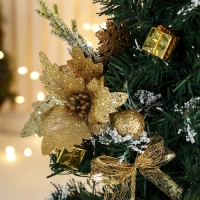 Ёлка декор "Праздничная" цветок шары, 28х58 см, золото