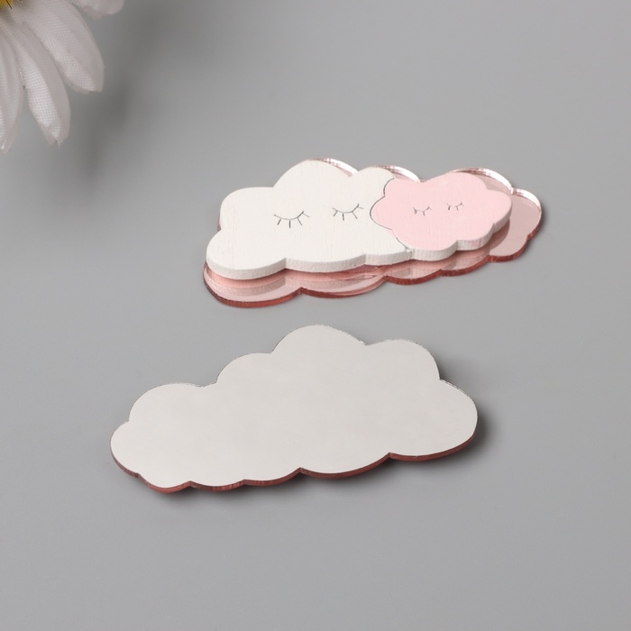 Декор для творчества дерево, пластик Декор для творчества дерево, пластик "Спящее облачко" зеркальный набор 2 шт 5,3х2,6 см МИКС