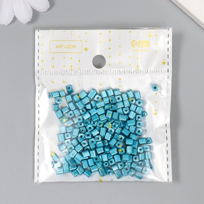 Бисер кубический стекло 4х4 мм "Металлик. Синий" набор 20 гр