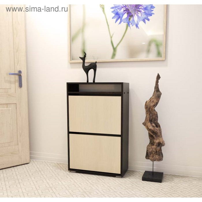 Тумба для обуви № 1, 590 &times; 250 &times; 940 мм, дуб венге / дуб молочный