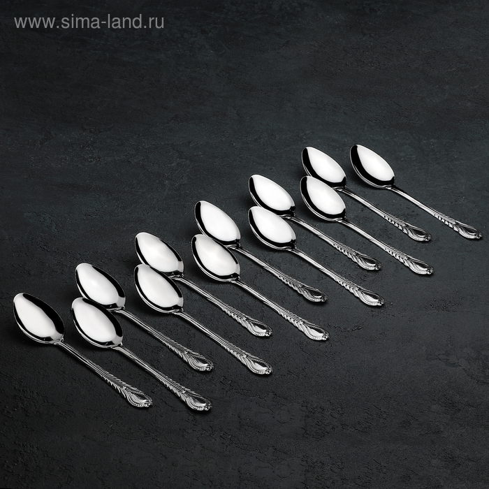 Набор ложек столовых из нержавеющей стали &laquo;Камея&raquo;, длина 18,5 см, 12 шт