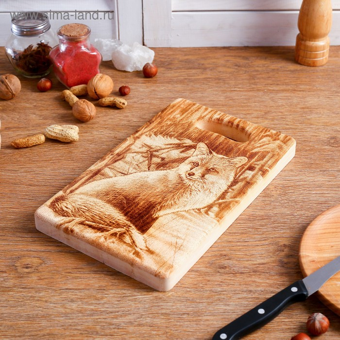 Доска из массива кедра &laquo;Лиса&raquo;, прямоугольная, 18 &times; 28 см