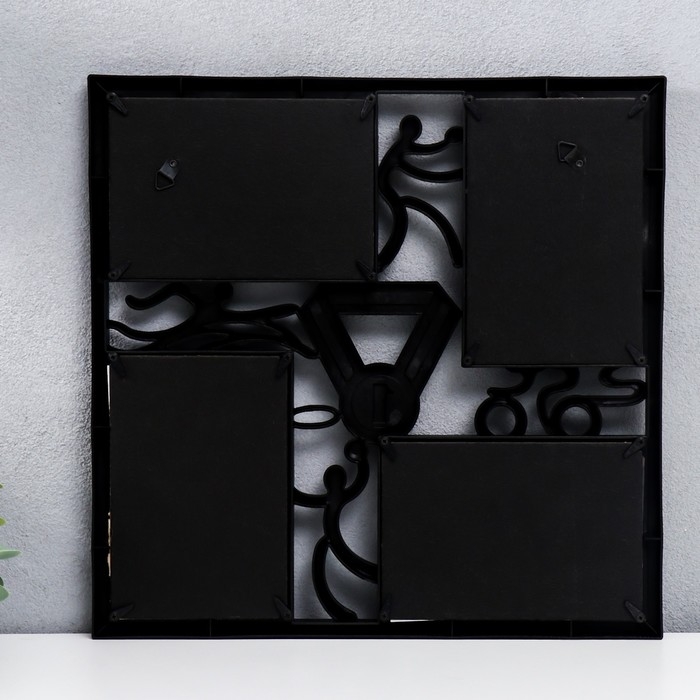 Фоторамка пластик на 4 фото 10х15 см Фоторамка пластик на 4 фото 10х15 см "Спорт" чёрный 33х34,5 см