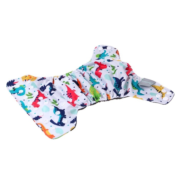 Многоразовый подгузник &laquo;Динозаврики&raquo;, 3-8 кг, цвет белый, Крошка Я