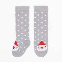 Новый год.Гольфы Крошка Я "Дед Мороз" 12-14 см, серый