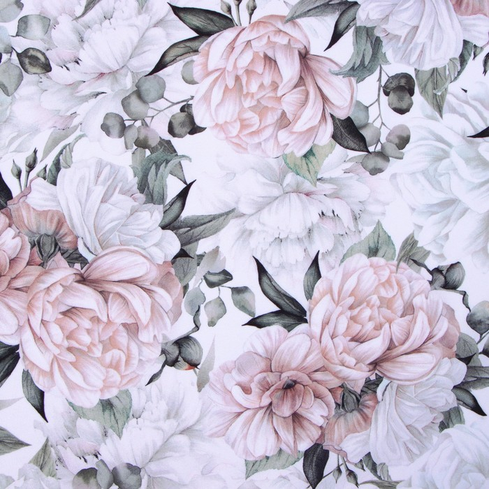 Комплект штор для кухни с подхватами Этель &laquo;Пионы&raquo; 145х180см-2 шт., 100% п/э