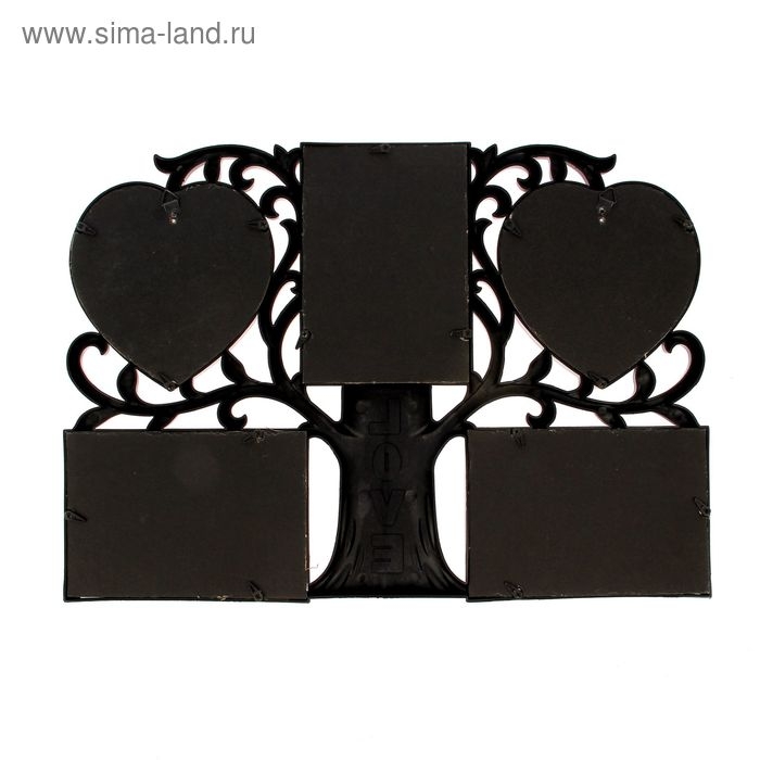 Фоторамка пластик на 5 фото 10х15 см, 12х12 см Фоторамка пластик на 5 фото 10х15 см, 12х12 см "Дерево жизни" чёрная 43х30,5 см