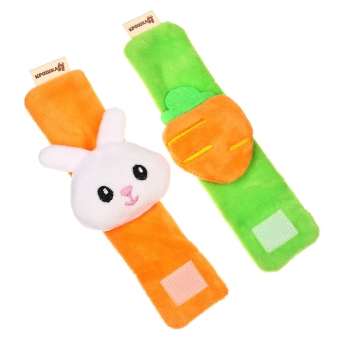 Набор погремушек-браслетов на ручку &laquo;Зайка&raquo; набор 2 шт, Крошка Я