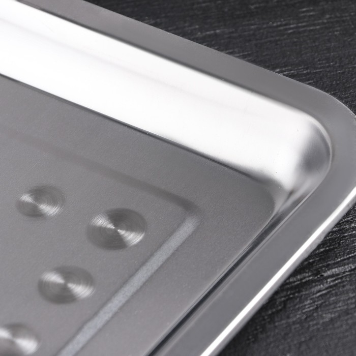 Поднос из нержавеющей стали, 39,5&times;29,5 см, толщина 1 мм, цвет серебряный