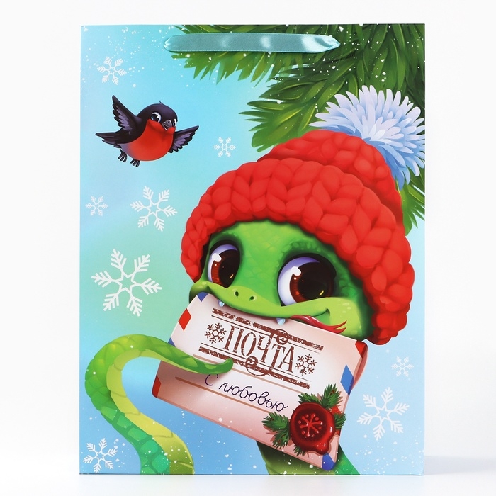 Пакет подарочный новогодний ламинированный &laquo;Змея 2025&raquo;, L 31 х 40 х 11.5 см, Новый год