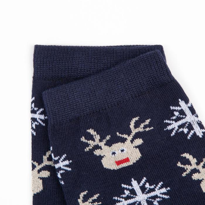 Носки мужские &laquo;Олени и снежинки&raquo; цвет синий, размер 27