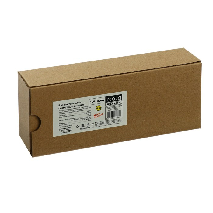 Блок питания Ecola для светодиодной ленты 12 В, 200 Вт, IP53 Блок питания Ecola для светодиодной ленты 12 В, 200 Вт, IP53