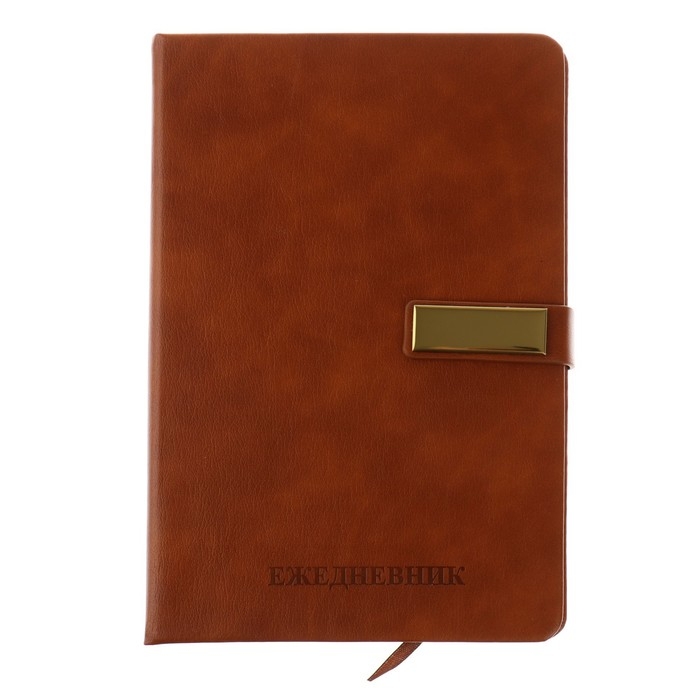 Ежедневник недатированный А5, 116 листов в клетку, с хлястиком, обложка кожзам, МИКС