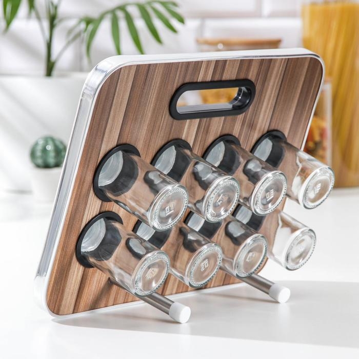 Набор для специй на подставке &laquo;Модерн&raquo;, 29&times;12&times;18,5 см, ёмкость, 90 мл, 4&times;9,5 см, 8 шт