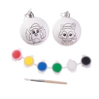 Ёлочные шары под раскраску на новый год &laquo;Новогодняя сказка&raquo;,краски, 2 шт, новогодний набор для творчества