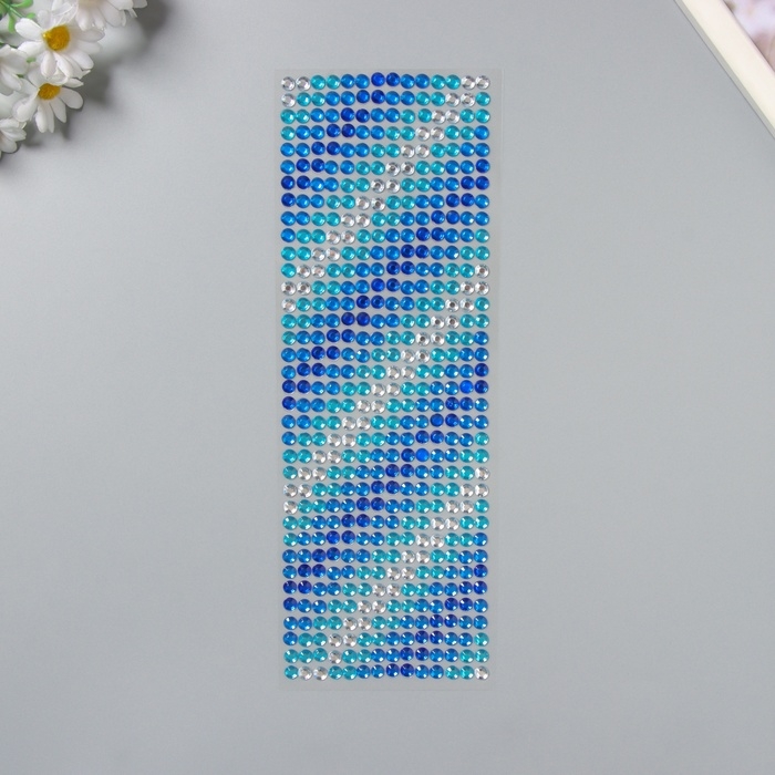 Наклейка пластик стразы Наклейка пластик стразы "Градиент сине-голубого" 30х10,5 см